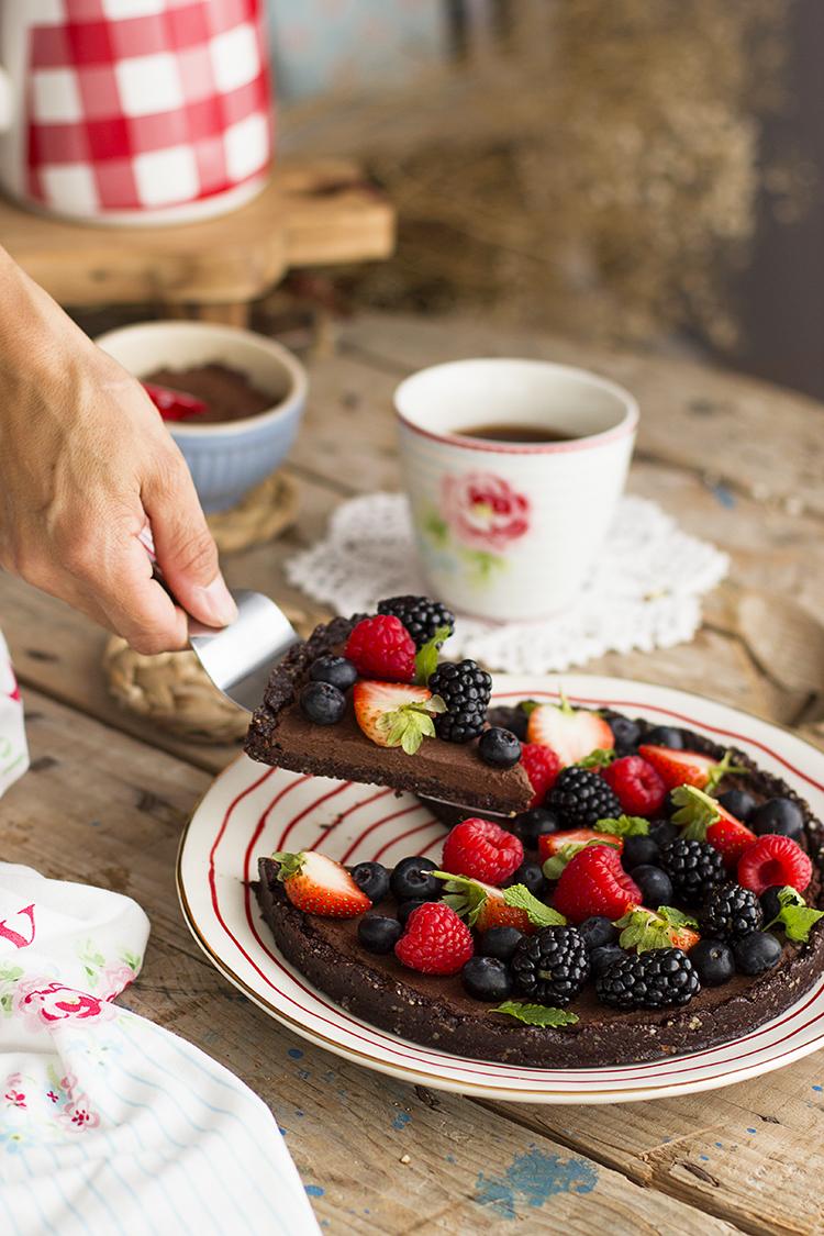 Pizza Dulce de Chocolate Saludable con Frutos rojos