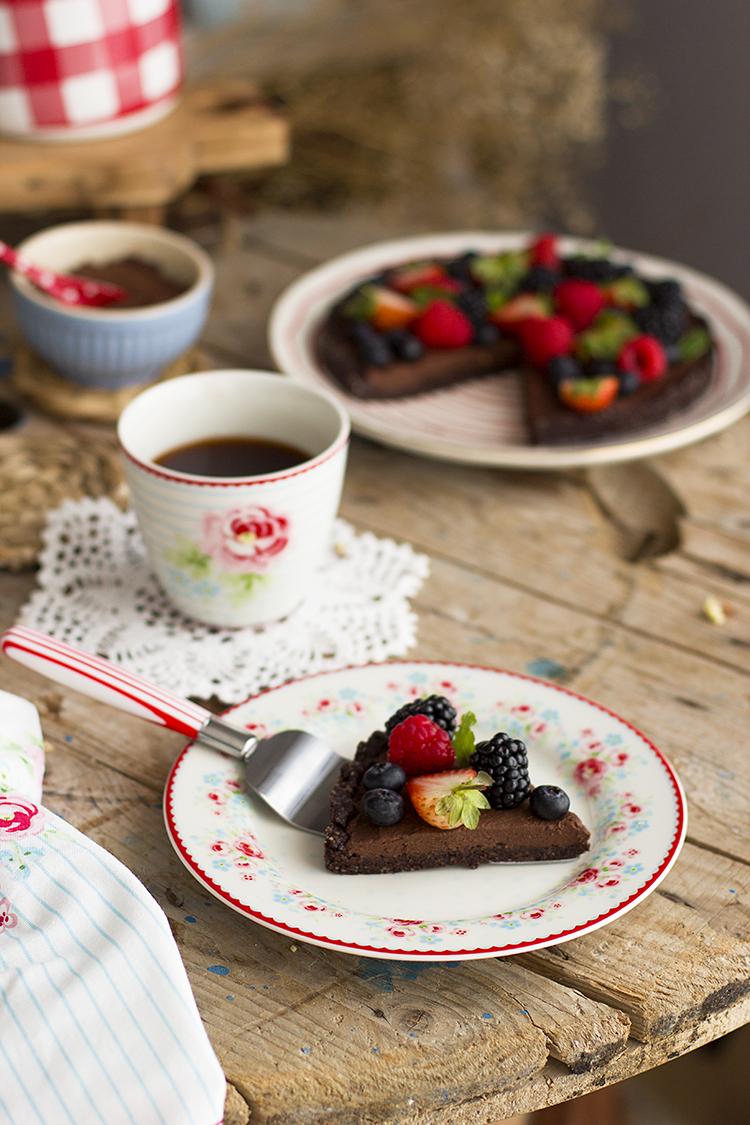 Pizza Dulce de Chocolate Saludable con Frutos rojos