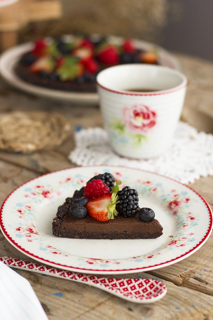 Pizza Dulce de Chocolate Saludable con Frutos rojos