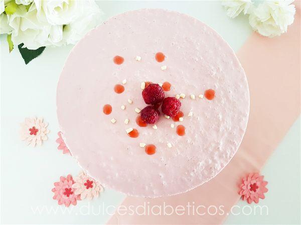 Tarta mousse de frambuesas sin azucar