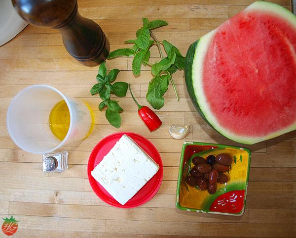 Ingredientes de Ensalada de sandía y queso feta