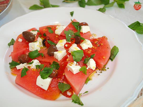 Ensalada de sandía y queso feta 