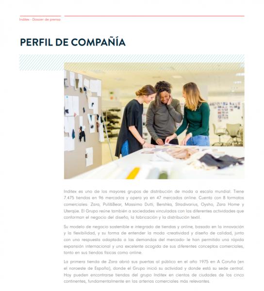 Perfil de empresa de Inditex - Media kit de tu negocio