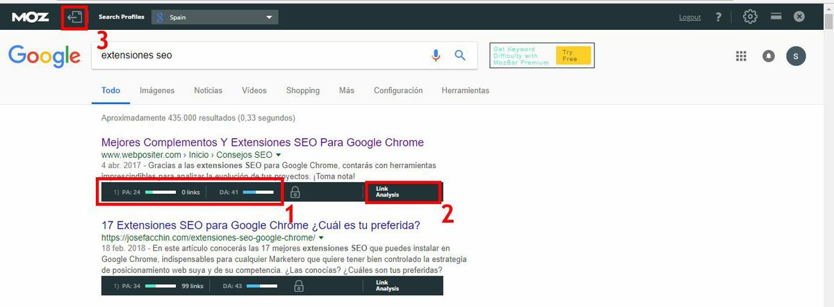 informacion en el buscador de la mozbar