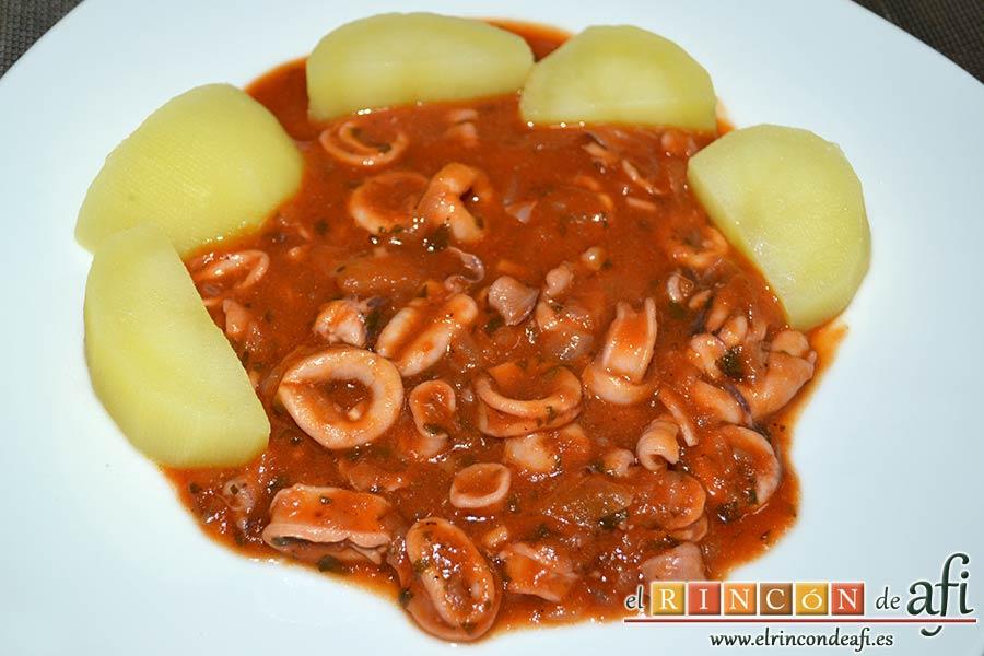 Chipirones en salsa picante, sugerencia de presentación