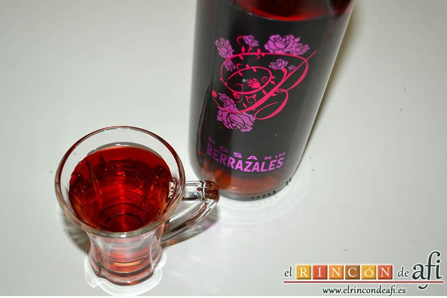 Chipirones en salsa picante, preparar el vino rosado