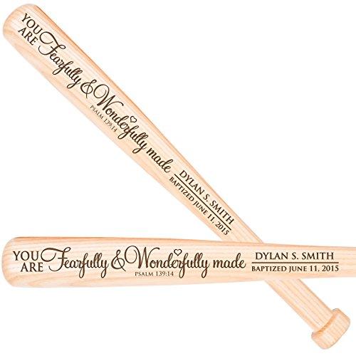 Personalized baptism 1st holy communion Custom Christening baseball bat gift You are Fearfully and Wonderfully made Psalm 139:14 18" L X 1.75"