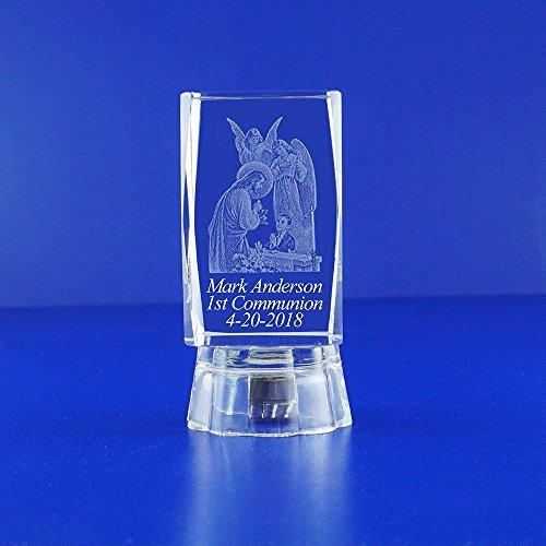 First Communion (12 PCS) Boy Comunión 1st Comunion Gifts Personalized Custom Laser Etched Engraving 3D Crystal Glass (3"H)