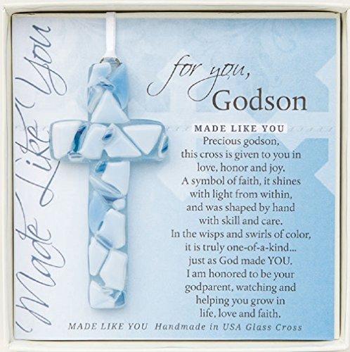 For You, Godson Blue Mosaic Handmade Glass Cross