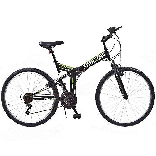 Stowabike 26" MTB V2 Folding Dual Suspension 18 Speed Shimano Gears Mountain Bike Black