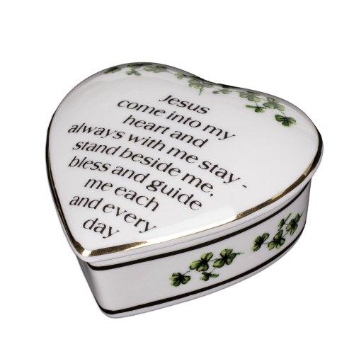Porcelain Irish Shamrock Jewelry Keepsake Box (First Communion Box)