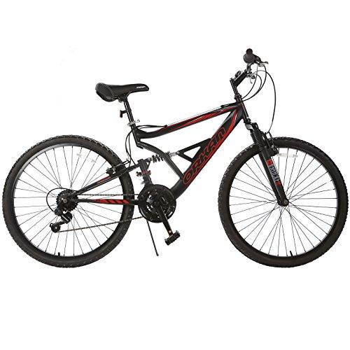 Murtisol Mountain Bike 26 Mens and Womens Bike Fast Speed Hybrid Bike 18 Speed Commuter Bike Front/Full Suspension Shimano Derailleur Bicycle,Black Red