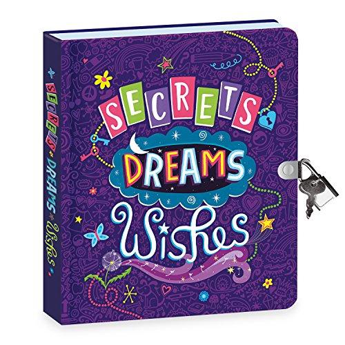 Peaceable Kingdom Secrets, Dreams and Wishes Glow in the Dark 6.25" Lock and Key, Lined Page Diary for Kids