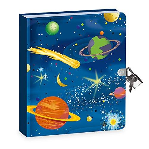 Peaceable Kingdom Deep Space Glow in the Dark 6.25" Lock and Key, Lined Page Diary for Kids