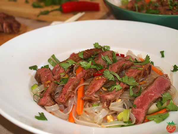 Receta Ensalada tailandesa de fideos y ternera HortoGourmet