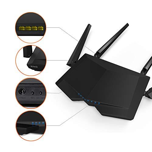 Tenda AC6 AC1200 Router inalámbrico Gigabit inteligente de doble banda (4 puertos 4 antenas externas 5dBI HG 24 GHz a...