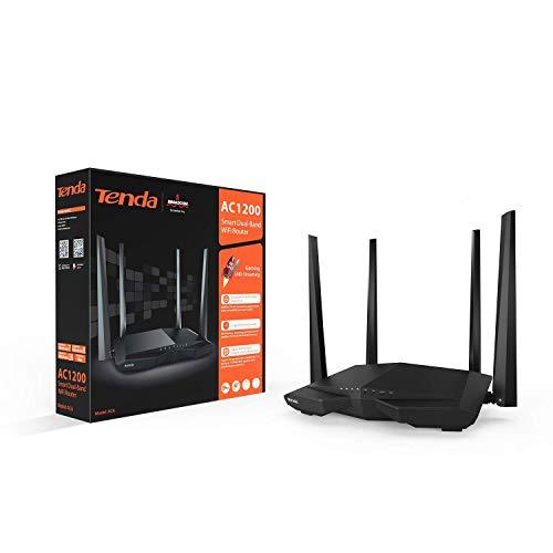 Tenda AC6 AC1200 Router inalámbrico Gigabit inteligente de doble banda (4 puertos 4 antenas externas 5dBI HG 24 GHz a...
