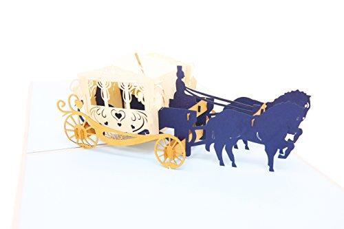 PopLife Fairy Tale Carriage 3D Pop Up Greeting Card for All Occasions - Princess Theme, Glass Slipper, Royal Storybook - Folds Flat for Mailing - Birthday Parties, Thank You, Anniversary, Engagement