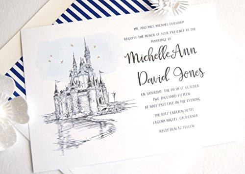 Fairytale Wedding, Disney World Castle Inspired Invitations Package (Sold in sets of 10 Invitations, RSVP Cards and Envelopes)