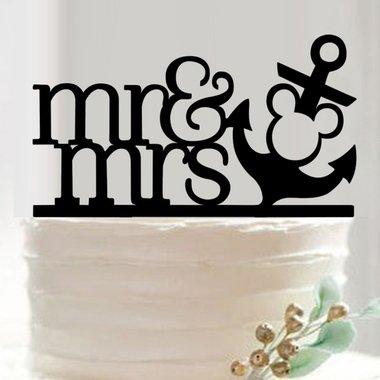 Mr and Mrs Nautical and Anchor Mickey Mouse Disney Wedding Cake Topper from Bakell