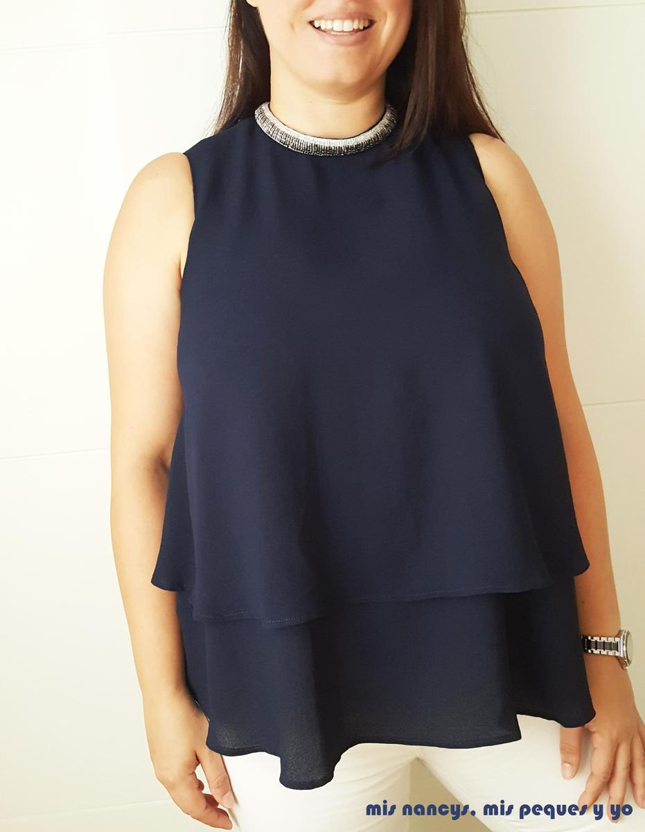 mis nancys, mis peques y yo, blusa de doble capa para mujer, azul marino