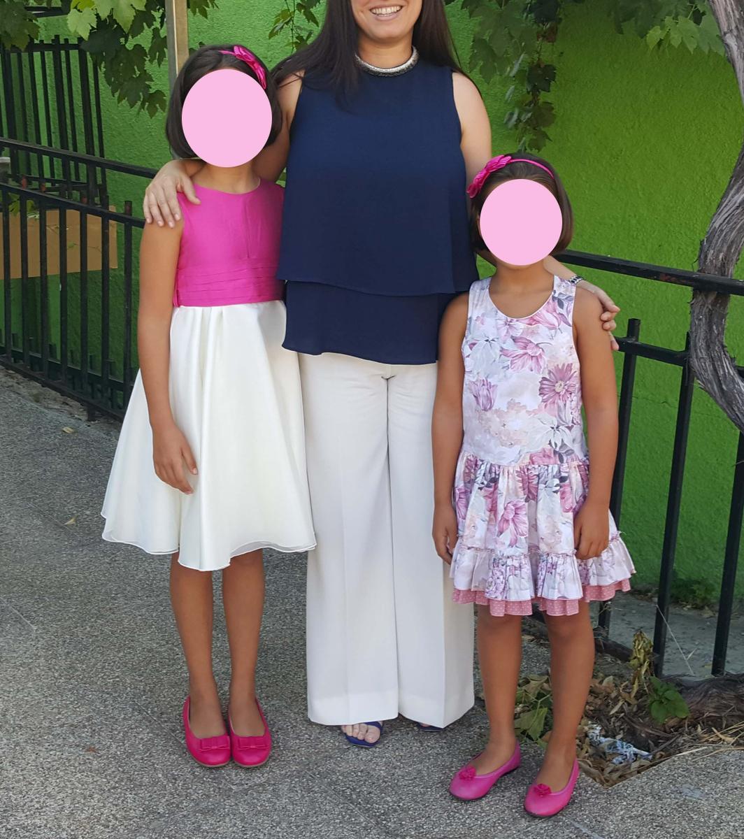 mis nancys, mis peques y yo, blusa de doble capa para mujer, con pantalones palazzo de crepe