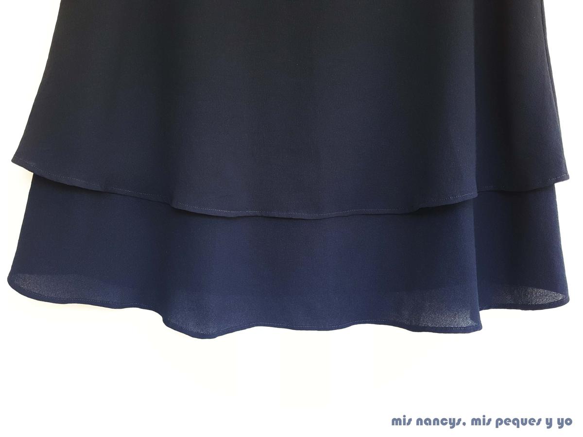 mis nancys, mis peques y yo, blusa de doble capa para mujer, detalle tira del bajo con dobladillo fino