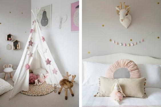 decoralinks | tepi con guirnalda estrellas rosas y taburetes Taskeshi