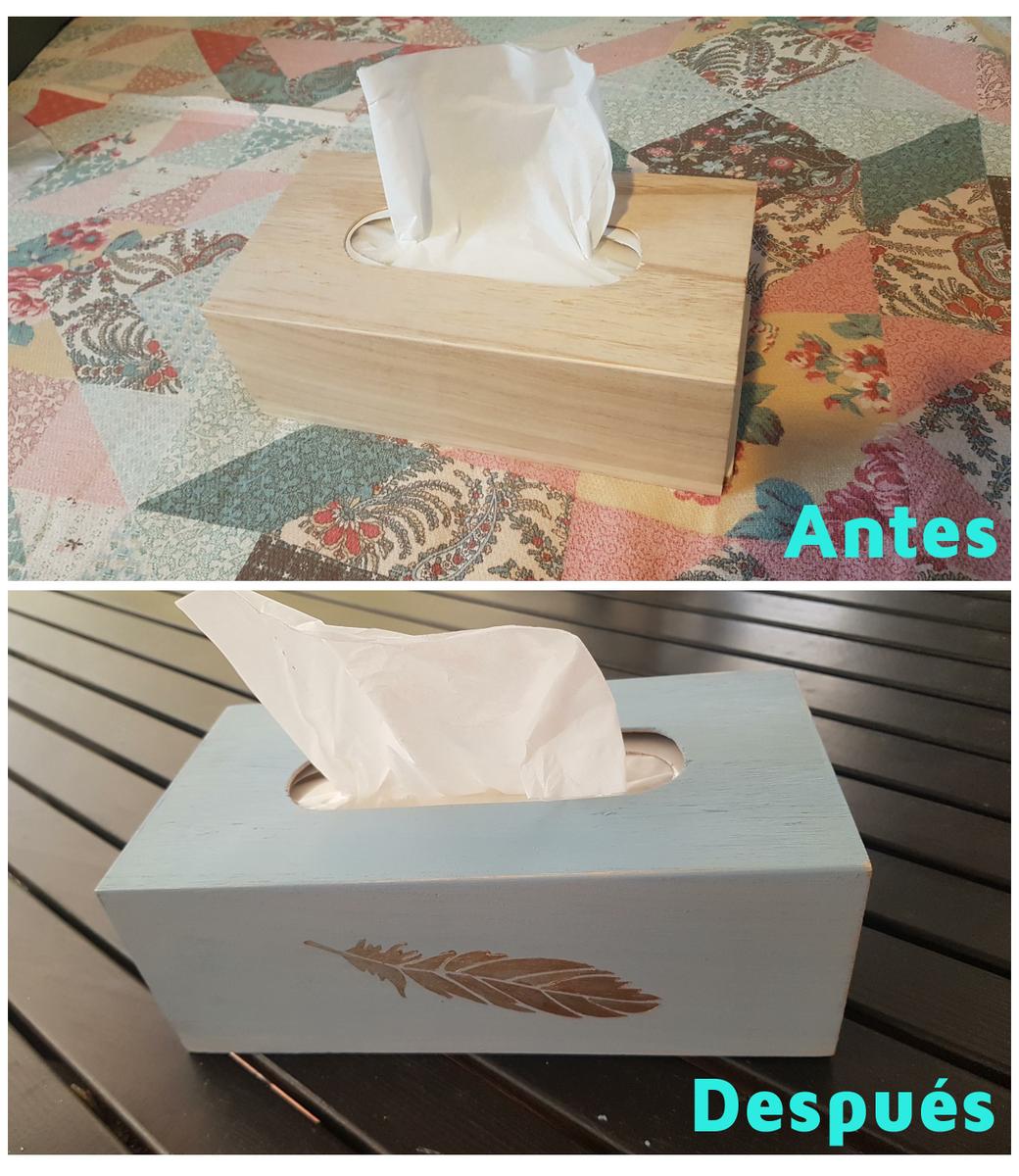 Decorar una caja con chalk paint - Antes y después de la caja de kleenex con pintura a la tiza
