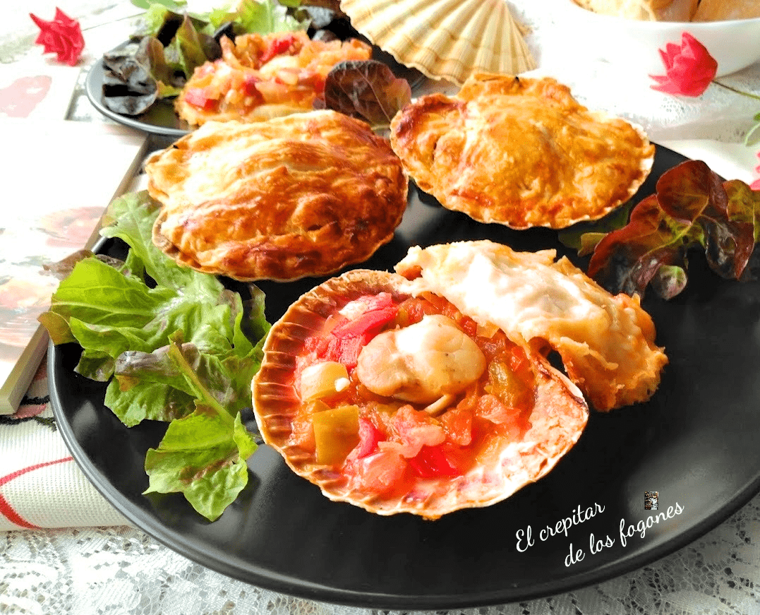 vieiras con hojaldre