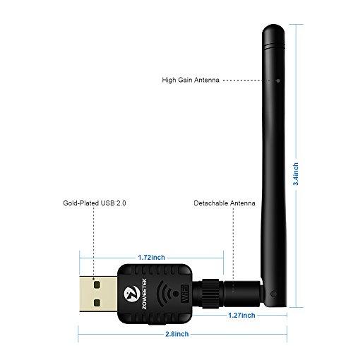 Recbot WiFi USB Adaptador 600Mbps Receptor 802.11AC con Dual Banda(5GHz 433Mbps / 2.4GHz 150Mbps) Antena 5dBi compatibie Windows XP/7/8/8.1/vista/2000/Mac OS