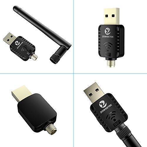 Recbot WiFi USB Adaptador 600Mbps Receptor 802.11AC con Dual Banda(5GHz 433Mbps / 2.4GHz 150Mbps) Antena 5dBi compatibie Windows XP/7/8/8.1/vista/2000/Mac OS