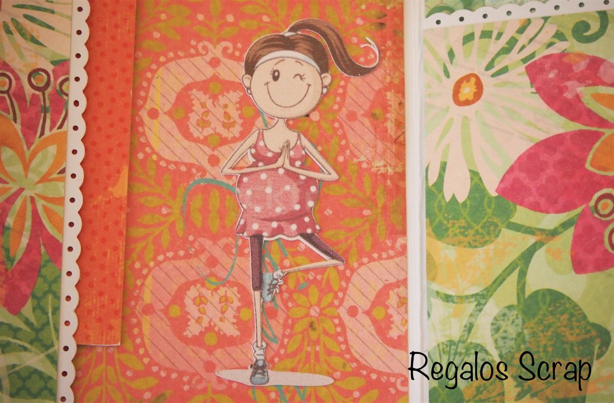 Detalles del libro hecho a mano. Muchacha haciendo yoga