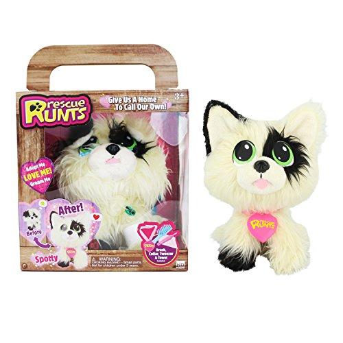KD Kids Rescue Runts Spotty Plush Dog, White/Black
