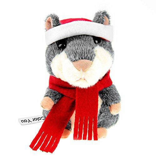 Color You Talking Hamster in Christmas Suit Repeats What You Say Electronic Pet Talking Plush Buddy Mouse Kids, 3 x 5.5 inches