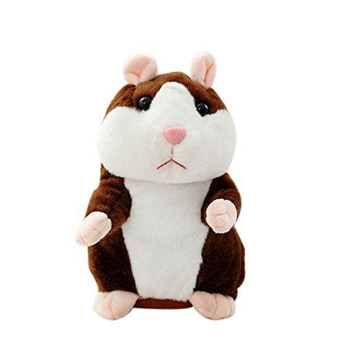 YOOMUN Talking Hamster Repeats What You Say Electronic Pet Talking Plush Buddy Mouse for Kids-Electronic Pet Talking Record Plush Toys Educational Toy for Children Gift (dark brown)