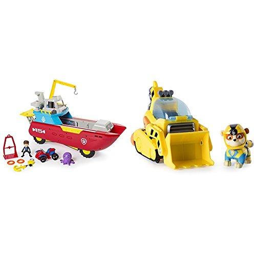 Paw Patrol Sea Patroller Transforming Vehicle with Lights and Sounds with Paw Patrol Rubbles Transforming Sea Patrol Vehicle Bundle