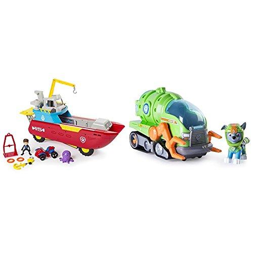 Paw Patrol Sea Patroller Transforming Vehicle with Lights and Sounds with Paw Patrol Rockys Transforming Sea Patrol Vehicle Bundle