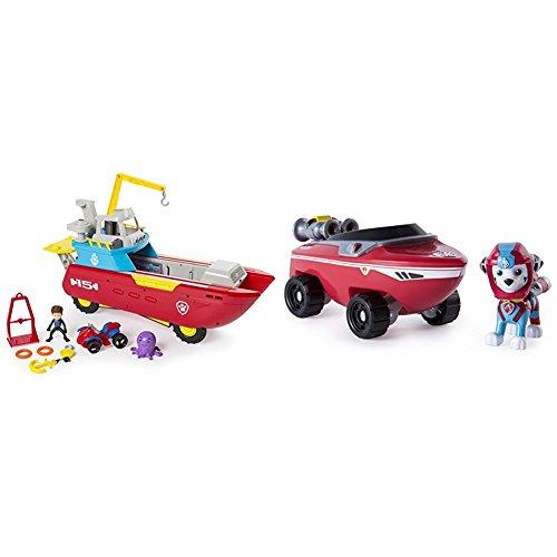Paw Patrol Sea Patroller Transforming Vehicle with Lights and Sounds with Paw Patrol Marshalls Transforming Sea Patrol Vehicle Bundle