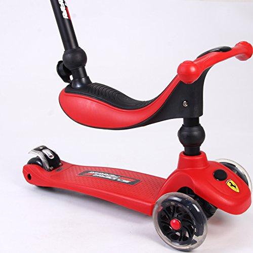 Ferrari 3 in 1 Twist Scooter with Led Light Wheels, Red