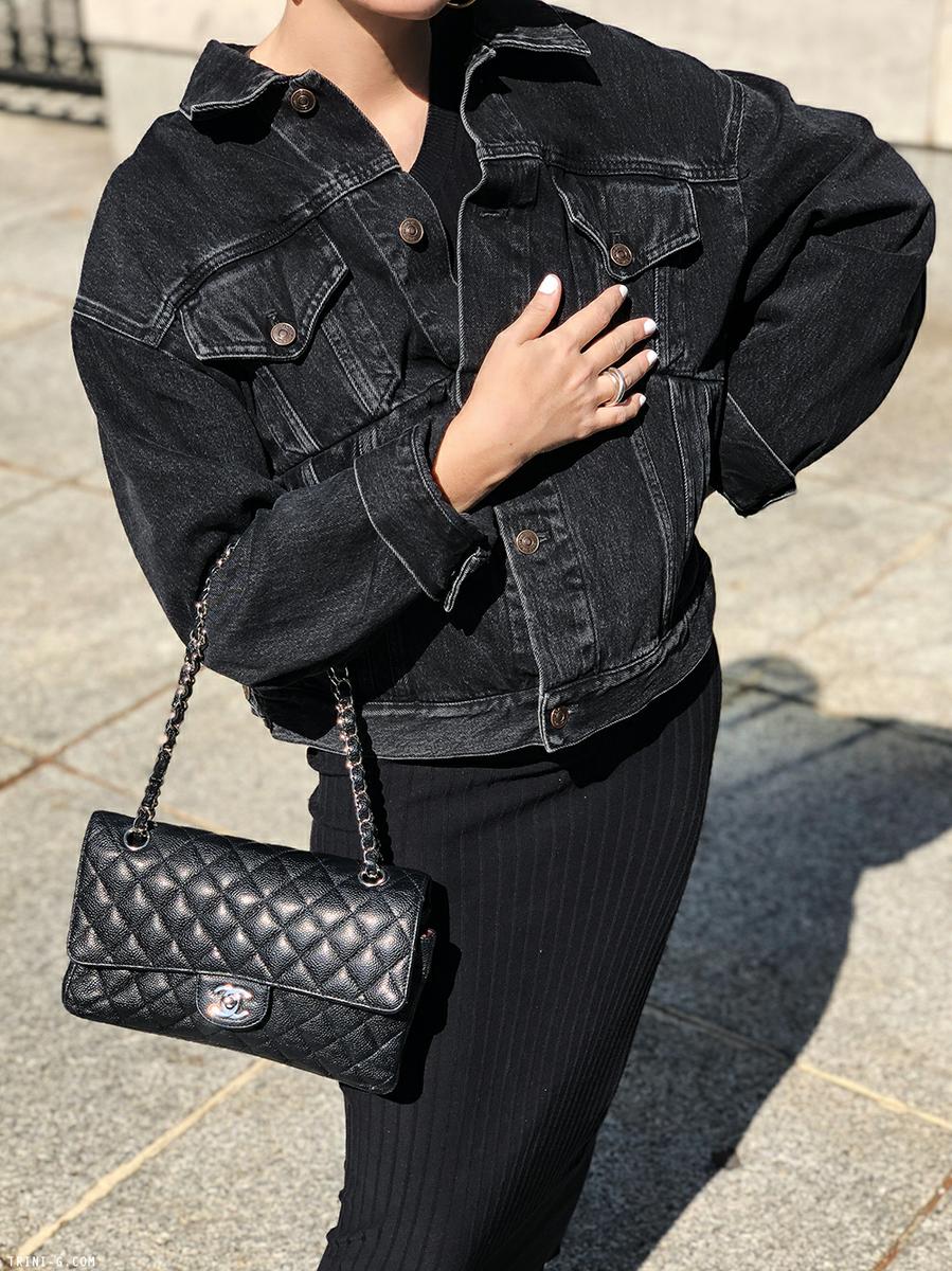 Trini | Balenciaga swing denim jacket Acne Studios dress