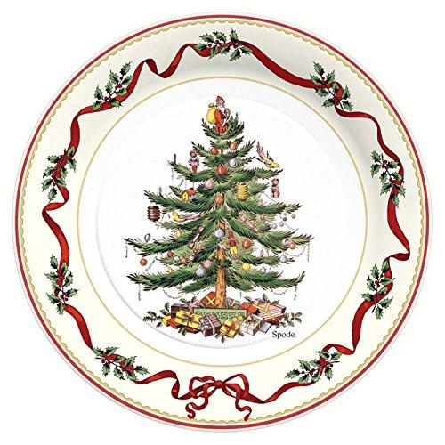 C.R. Gibson 8 Count Decorative Paper Dinner Plates, Easy Clean Up, Measures 10.5" - Christmas Holly & Ribbon