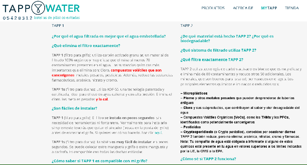 Foto de la preguntas frecuentes donde se explica que filtra el TAPP