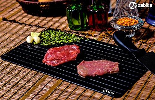 Defrosting Tray (Largest Size) for rapid thaw - Best kitchen thawing tray - Better than heating tray - Safe to defrost meat frozen food pork chops, lamb chops, chicken, fish - No electricity required