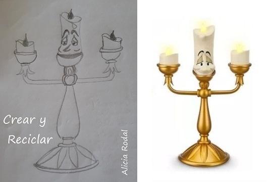 Lumiere DIY con reciclaje La Bella y La Bestia