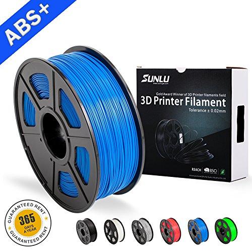 Filamentos de ABS para Impresora 3D-SUNLU Filamento de ABS azul 1.75 mm, Precisión dimensional de olor bajo +/- 0.02 mm Filamento de impresión 3D, 2.2 LBS (1KG) Filamento de impresora 3D Spool para la mayoría de las impresoras 3D y bolígrafos 3D, Azul