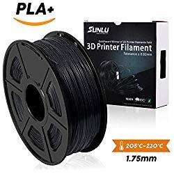 Impressora 3D SUNLU Filamento PLA Plus Negro (más como gris), PLA Plus Filamento 1.75 mm, precisión dimensional de olor bajo +/- 0.02 mm Filamento de impresora 3D, 2.2 LBS (1KG) Filamento de impressora 3D Spool para impresoras 3D y bolígrafos 3D, Negro ( más como gris)