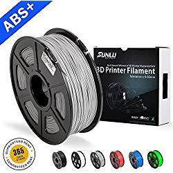 3D Filamentos de ABS para impresora 3D-SUNLU Filamento de ABS gris 1.75 mm, precisión dimensional de olor bajo +/- 0.02 mm Filamento de impresión 3D, filamento de impresora 3D Spool de 2.2 LBS (1KG) para impresoras 3D y bolígrafos 3D, gris