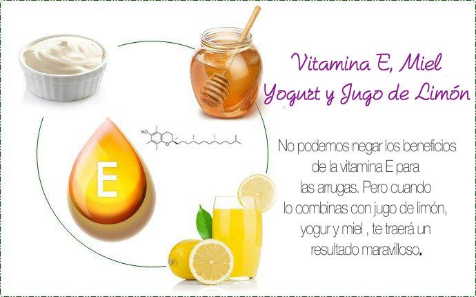 vitamina e para las arrugas: vitamina e, miel, yogur y jugo de limón