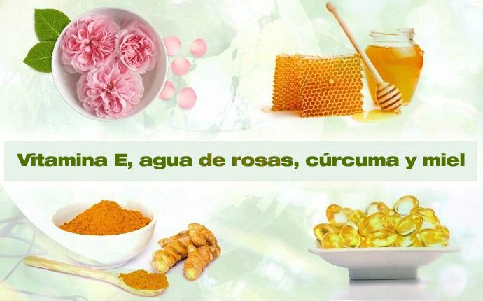 vitamina e para las arrugas: vitamina e, agua de rosas, cúrcuma y miel